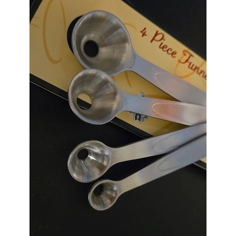 Funnel Measuring‎ Spoon Set Stainless Steel Spices Oils Kitchen Cooks Spice Jars
